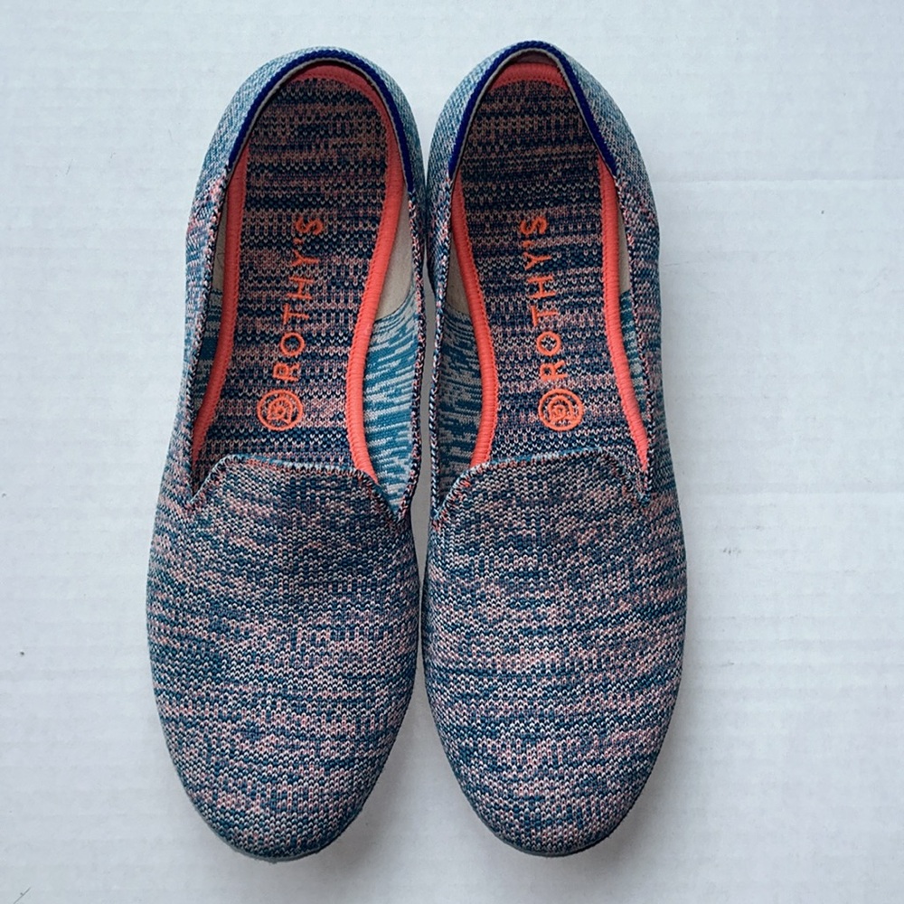 Rothy’s Turquoise Melange Blue Pink Teal Neon Flats - Size 10.5 - Picture 3 of 9